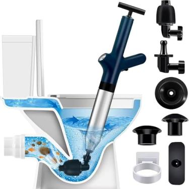 Imagem de Desentupidor De Alta Pressão – Limpeza Manual Tudo-em-um Com Manômetro E Bomba De Pé, À Prova De Respingos E Robusto Em Aço Inoxidável Para Banheiro, Pia, Banheira, Entupimentos De Esgoto(Blue)