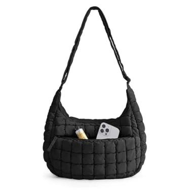 Imagem de MxDicha Bolsas acolchoadas para mulheres, bolsa acolchoada leve com alça ajustável e vários bolsos para viagens, trabalho, Preto, One Size, Bolsas acolchoadas femininas
