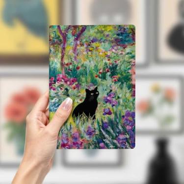 Imagem de Caderno de couro de gato, caderno A5 para anotações de escritório, agenda de 21 x 14,7 cm, agenda de viagem, presente para amantes de gatos, 14