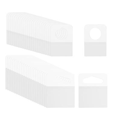 Imagem de PATIKIL Abas para pendurar 0,9 x 1,3 / 2 x 2,4 polegadas, 120 peças de etiquetas transparentes para pendurar abas autoadesivas, etiquetas de orifício de fenda para lojas de varejo, expositores