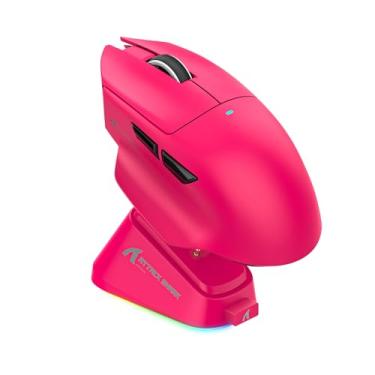 Imagem de ATTACK SHARK Mouse para jogos V6 65g Superlight sem fio com base de carregamento magnético RGB, mouse BT/2,4 GHz sem fio/com fio 1K, sensor PixArt PAW3311, 25K DPI, mouse gamer de escritório para PC