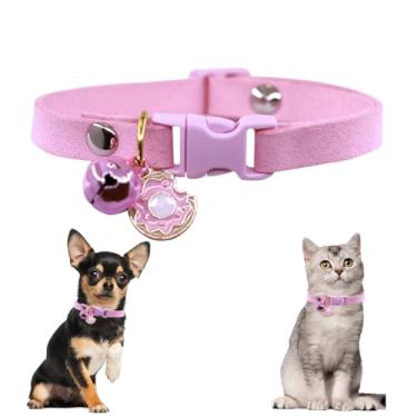 Imagem de Coleira de cachorro rosa com sinos, coleira de cachorro para meninas, coleira de gato fofo com sinos para XXS Xs pequenos cães fêmeas pequenos animais de estimação gatinhos, PPP