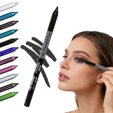 Imagem de Delineador de lápis à prova d'água, à prova de manchas, gel colorido cremoso delineador líquido, enchimento de meia para mulheres (preto)