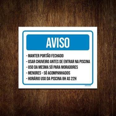 Imagem de Placa Sinalização - Aviso Piscina Chuveiro Portão 36X46 - Sinalizo.Com
