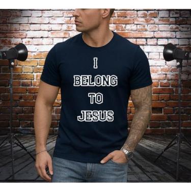 Imagem de camiseta 100% algodão estampa grande promoção eu pertenço a jesus - Es