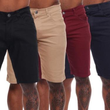 Imagem de Bermuda Jeans Masculina Sarja Skinny Slim - Volgue, Bege, 38