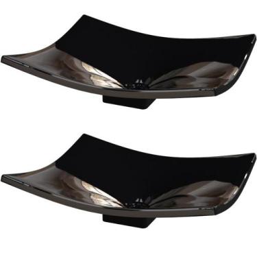 Imagem de Kit 02 Cubas de Apoio Para Banheiro Lavabo C01 Folha F44 Preto - Lyam 