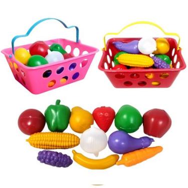 Imagem de Kit 2 Cestas Compras com 24 Verduras Legumes Frutas Infantil - Master 