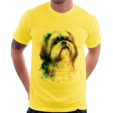 Imagem de Camiseta Cachorro Shih Tzu Watercolor - Foca na Moda, Amarelo, P