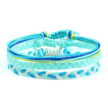 Imagem de XAM Pulseira feminina boho de várias camadas com cordão ondulado colorido verão praia heishi surfista trançado pulseira de corda de aniversário presente de feriado joias, Middle, Acrílico, Sem Pedra