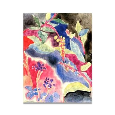 Imagem de LKXGRRSFG Folhas e bagas Charles Demuth Canvas Wall Art - Reprodução de pintura a óleo abstração geométrica, design de interiores colorido ousado 59,9 x 78 cm sem moldura