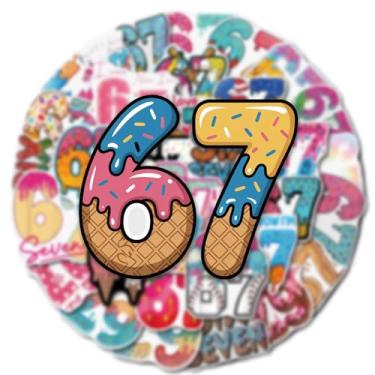 Imagem de Seis sete adesivos 50 peças - adesivos engraçados 6 7 meme decalques de vinil à prova d'água para adultos e adolescentes | 6-7 itens decorações para escola, telefone, laptop, garrafa de água, carro