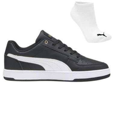 Imagem de Kit Tênis Puma Caven 2.0 Wns BDP Feminino e Meia, 37, Preto, Branco, F