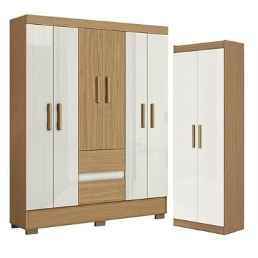 Imagem de Guarda Roupa Casal Coimbra 2005138 e Armário Multiuso 2000191 Atacama Off White - Aramóveis