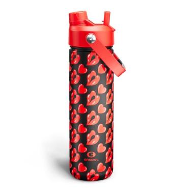 Imagem de ENCOOL Garrafa de água isolada com garrafa de água de aço inoxidável com palha, à prova de vazamento, livre de BPA, vácuo de parede dupla mantém frio por 24 horas para esportes, viagens, escola (737 g
