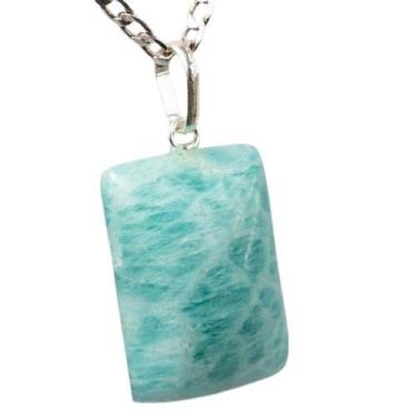 Imagem de Colar Retângulo Pedra Amazonita Verde Prata 950 - CristaisdeCurvelo