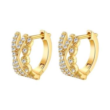 Imagem de Brincos De Argola Redondos De Zircônia Cúbica Em Ouro, Prata E Cobre P