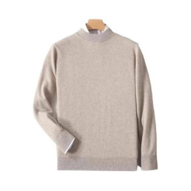 Imagem de Suéter Casual Masculino plus Size De Lã Merino Com Gola Semi Alta Em C