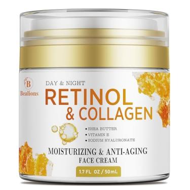 Imagem de Creme de retinol para rosto antienvelhecimento: creme de rugas para rosto e pescoço com ácido hialurônico de colágeno - hidratante noturno para homens e mulheres - presentes de cuidados com a pele