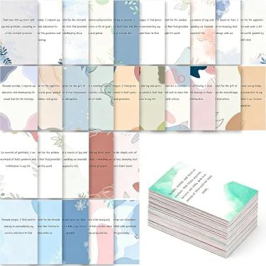 Imagem de 100 cartões de oração com versículos da Bíblia 8,9 x 5 cm Conjunto de cartões de escritura edificantes para devoção diária, pedido de oração, presente cristão para mulheres, homens e amigos (azul)