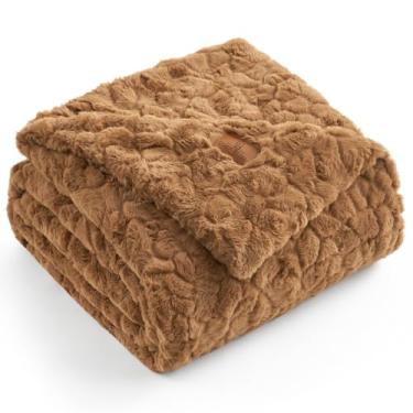 Imagem de Cozy Bliss Cobertor de pele sintética para sofá, sofá, quarto, sala de estar, 139 x 182 cm, marrom