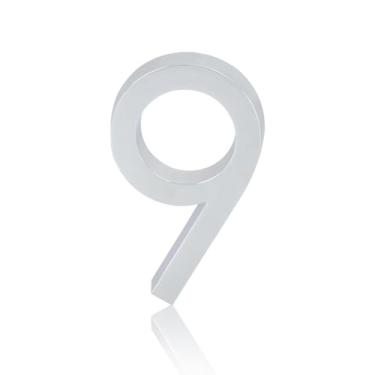 Imagem de NumRealm Números de casa, número de caixa de correio 3D letras à prova d'água, endereço externo autoadesivo jardim apartamento hotel, prata (9)