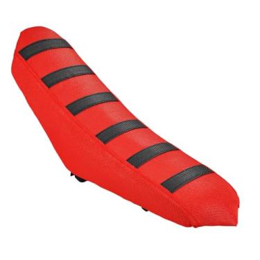 Imagem de Silutrcn Capa de assento universal listrada preta antiderrapante para bicicleta elétrica Dirt Pit Bike Ebike Motocross Motocross Enduro Off Road - Vermelho