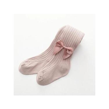 Imagem de Meia-calça De Algodão Para Bebês Meninas De 0 a 4 Anos Com Laço E Malh