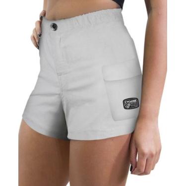 Imagem de Short Feminino Cyclone Veludo Relax Bolsos Light, Branco, G