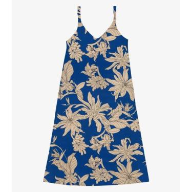 Imagem de Vestido Super Midi Feminino Visco Maquinetada Azul - Rovitex, M, Azul