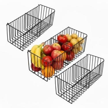 Imagem de Kit 3 Cestos Aramados Fruteira de Parede 40x15cm Multiuso para Cozinha