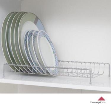 Imagem de Organizador Armário de Cozinha Secador Porta 18 Pratos Suporte Escorre