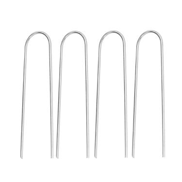 Imagem de Barraca de unhas em forma de U Grampo de solo de alta dureza em aço inoxidável Estacas de jardim que protegem suprimentos de gramado Conjunto de 4 peças para paisagismo ao ar
