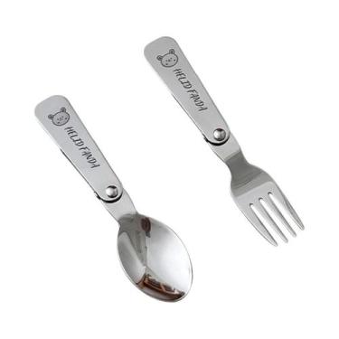 Imagem de Conjunto De Garfo E Colher Portátil De Aço Inoxidável Para Piquenique 