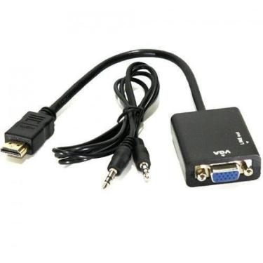 Imagem de Cabo Adaptador Conversor HDMI x VGA Saída de Áudio P2
