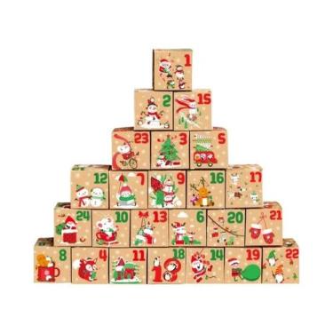 Imagem de Calendário Do Advento De Natal Com 24 Caixas De Papel Kraft Para Doces