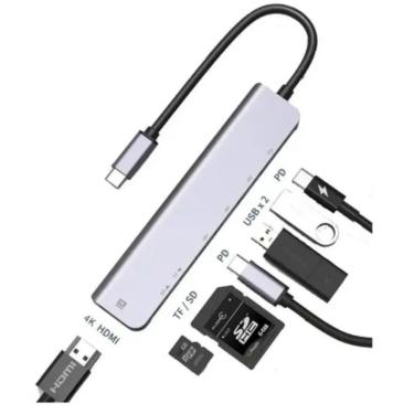 Imagem de Hub Estação 7x1 Type C Macbook X Usb-C Pd Usb 3.0 Sd Tf Hdmi 4K