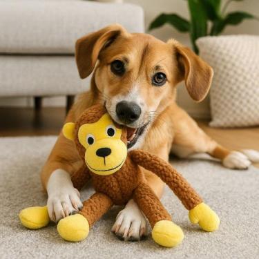 Imagem de Macaco Mordedor Bola Guia Treina Adestra Dente Brinquedo Pet Cachorro 