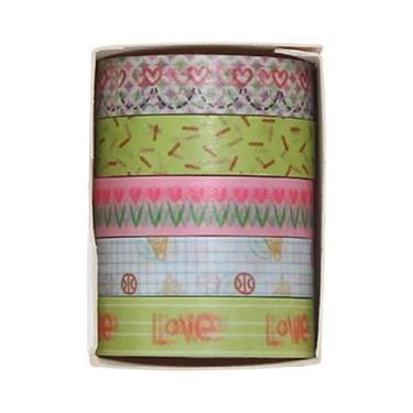 Imagem de Fita Washi Floral Romântica 5 Rolos Fita Decorativa Fofa DIY Fresca Pa