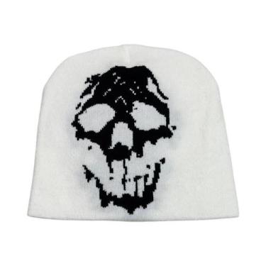 Imagem de Chapéu Bucket De Lã Com Estampa De Caveira Colorida, Quente E Confortá