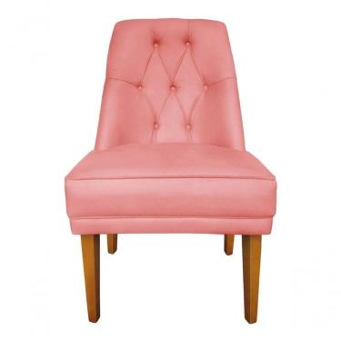 Imagem de Cadeira Para Sala De Jantar Escritório Estofada Berlim Retro Suede Rosa Bebê Eli Móveis E Decoração