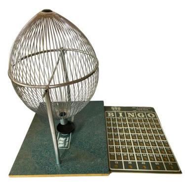 Imagem de Jogo Números 1 A 75 Globo De Metal Tabuleiro Em Madeira Bolas Ping-Pon