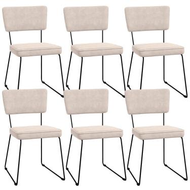 Imagem de Kit 06 Cadeiras Allana L02 Suede Bege