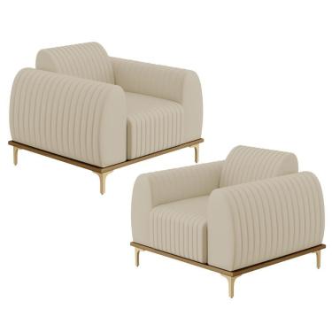 Imagem de Kit 02 Poltronas Com Pés D'Ouro Molino D02 Corano Bege C-26