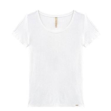 Imagem de Blusa Manga Curta Canelada Básica Feminina Lunender 00400 Branca, Bran