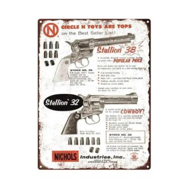 Imagem de Placa De Metal Vintage Com Tema De Pistola E Vitória, Arte Em Ferro Pa