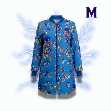 Imagem de Jaleco Feminino Temático Sonic Manga Longa Pediatria e Estética Tamanh