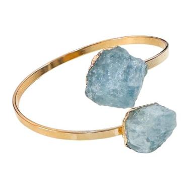 Imagem de Bracelete Pulseira Pedra Natural Água Marinha Ajustável - Equilíbrio P