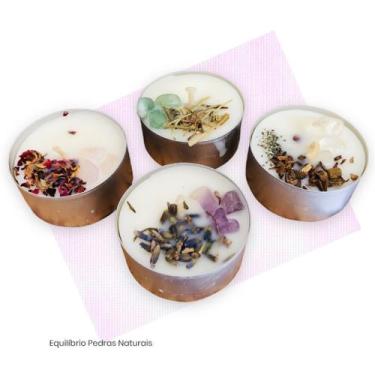 Imagem de Kit Velas dos Desejos Com Pedras Naturais - Amor, Saúde, Prosperidade,