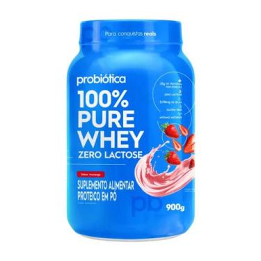 Imagem de Whey Protein 100 Pure Zero Lactose 900G Probiótica, Morango